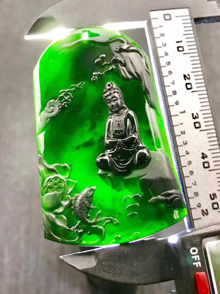 翡翠极品墨翠悟道意境欣赏,山水墨翠翡翠