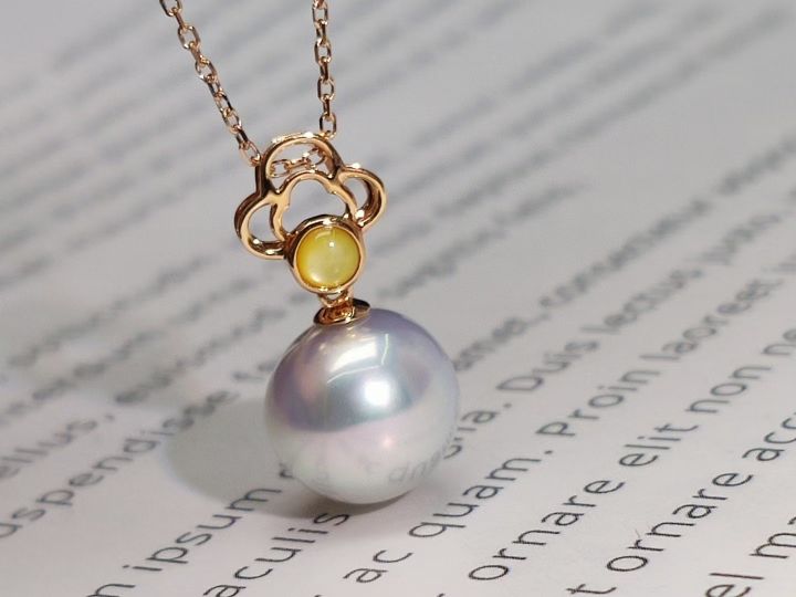 天然蓝宝石镶天然海水珍珠吊坠,珍珠海蓝宝石吊坠图片