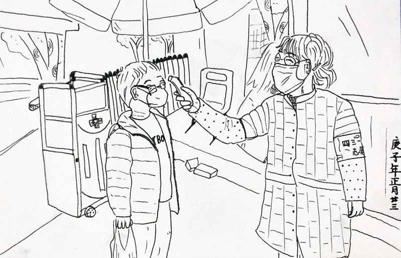 致敬医护人员志愿者手绘主题画,关于疫情志愿者漫画作品