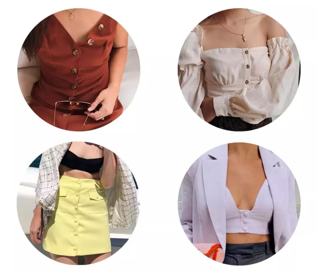收腰显瘦纽扣,新款高腰多纽扣修身显瘦