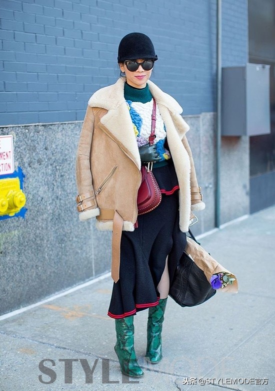 立领复古冬季机车夹克,冬季保暖机车夹克套装时髦搭配