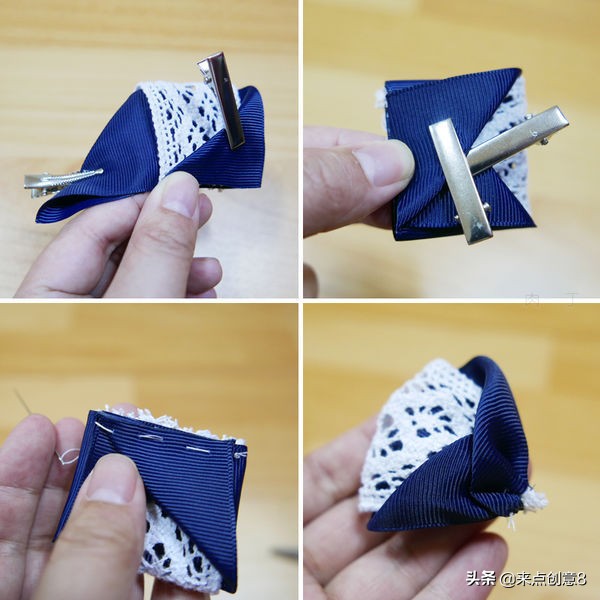 头花发饰成人蝴蝶结蕾丝,蕾丝蝴蝶结发饰小发夹