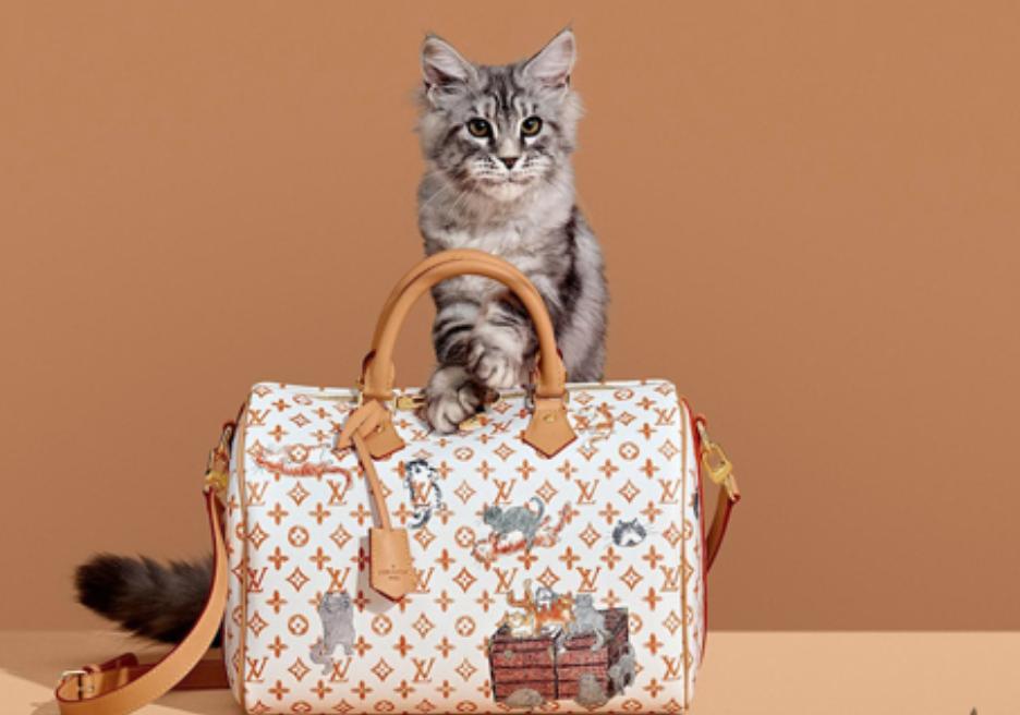lv猫咪联名款包包,lv老花与猫联名