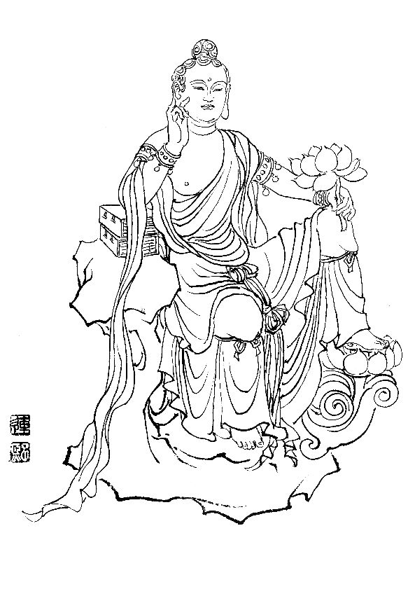 彭连熙工笔白描人物作品,工笔戏曲净角人物白描底稿