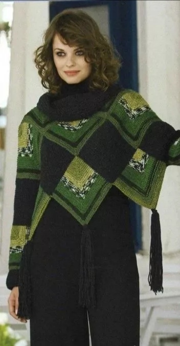 三角围巾披肩全部教程,树叶围巾的拼接三角披肩