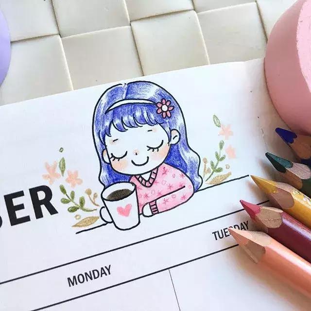 彩铅画古风人物简笔画,彩铅荷花简笔画几分钟就能学会