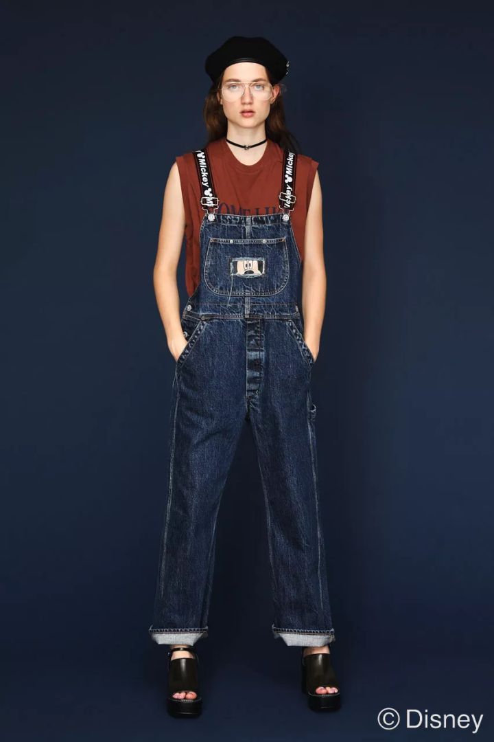 迪士尼联名假背带裤,moussy连体裤同款