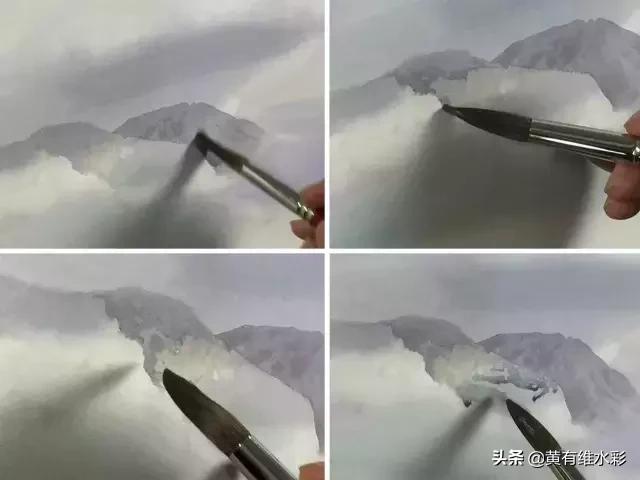 水彩画山风景入门,远山画法入门教程