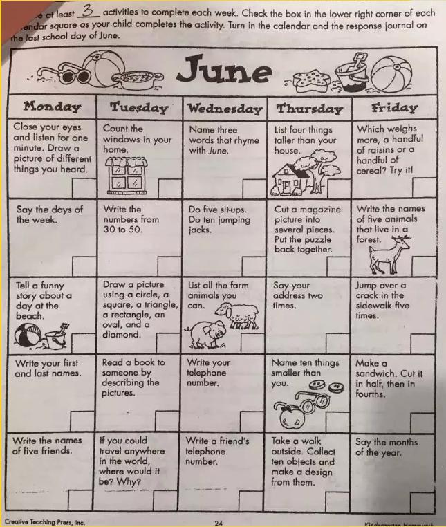 分享一个美国孩子6月份的作业，还有美国K12体系教育精髓分享。