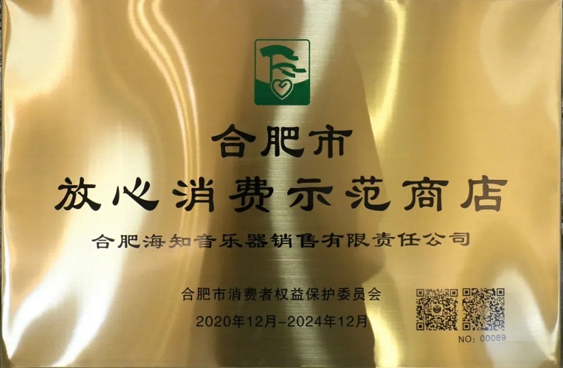 海知音琴行荣获合肥市放心消费商店荣誉