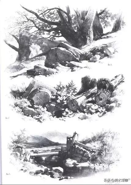 高清素描临摹风景图入门,素描画画教程7-12岁风景图