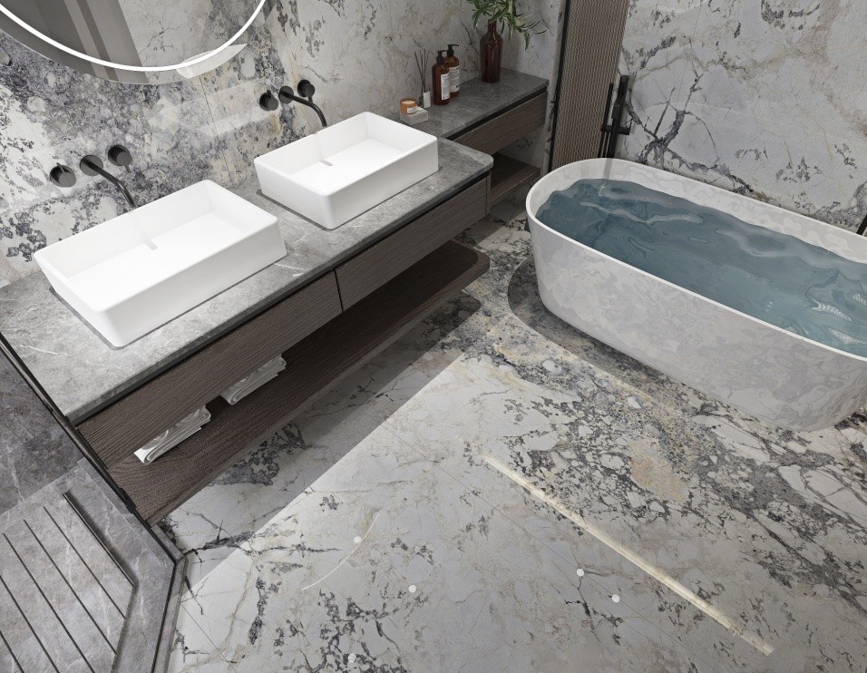 现代轻奢风客厅装修瓷砖用什么色,2020最流行瓷砖轻奢风