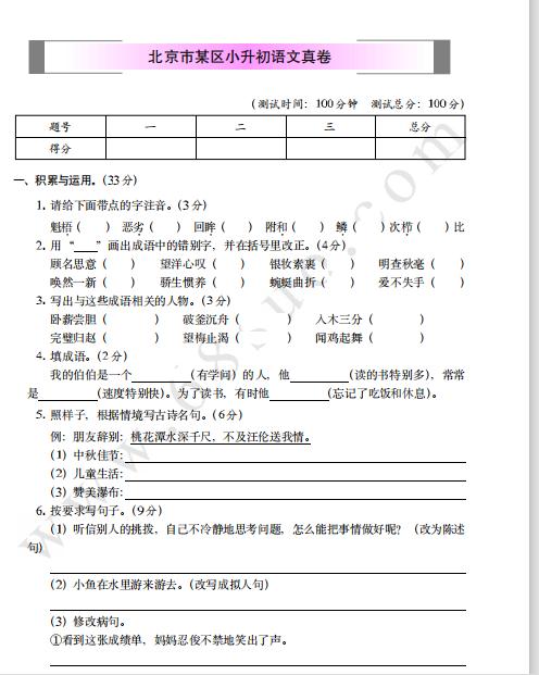 名师整理|2020年小升初语文全国名校真题卷+复习卷（附答案）