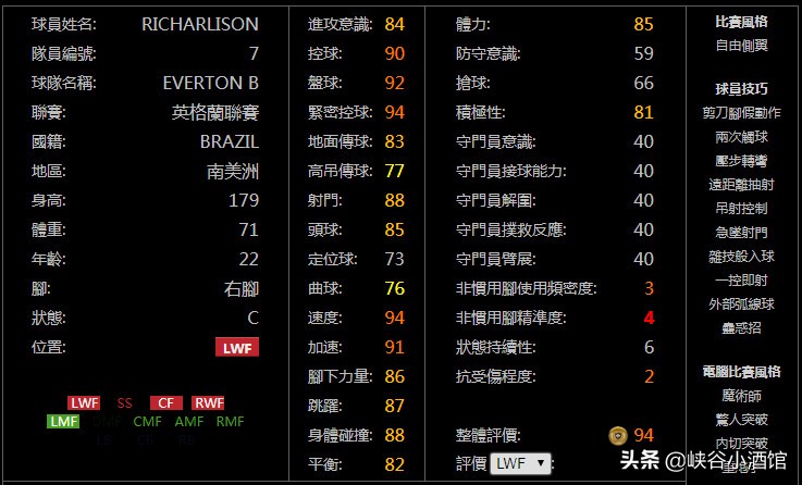 实况足球英超赛季回顾,实况足球英超前场之星技能