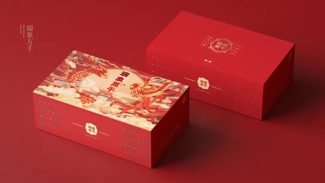 国潮风格的礼盒包装设计,融合中国传统文化的设计