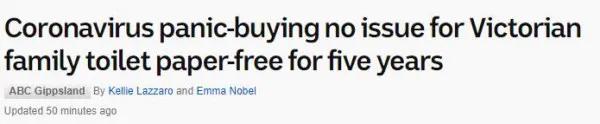 澳洲居民抢购厕纸,没有买到卫生棉用洗脸巾代替