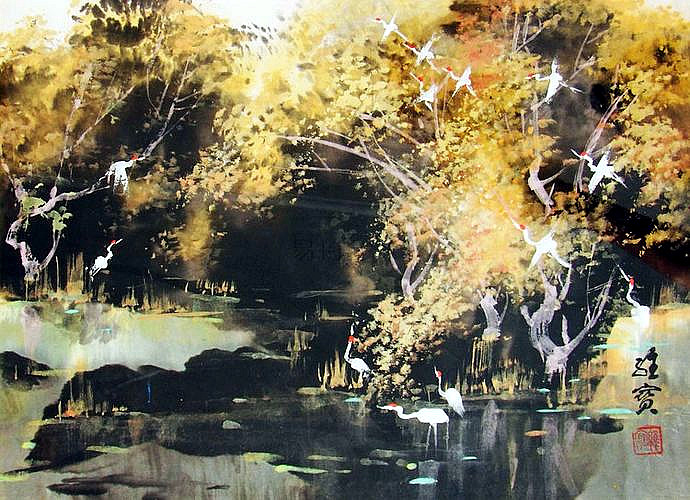 古香古色山水画,岭南风景国画