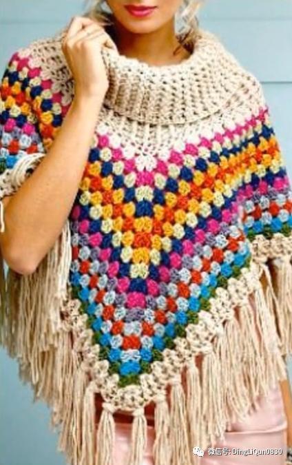 斗篷披肩钩花图样,针织披肩花样图片大全