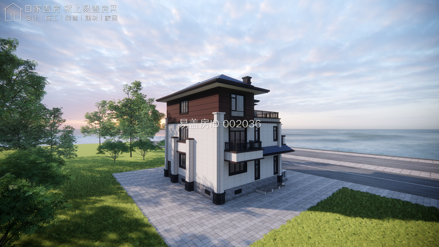 面宽10米关中新中式别墅,进深10米开间17米新中式别墅