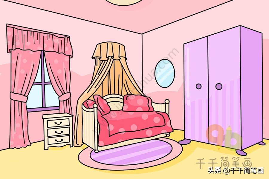 书桌简笔画简单又好看加凳子,学会整理书桌和房间的简笔画
