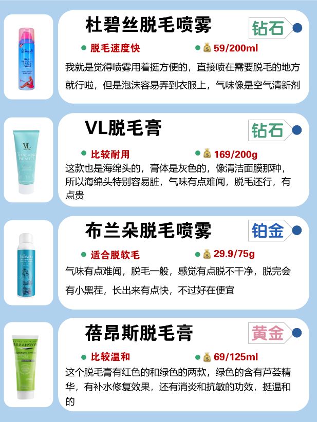 脱毛膏推荐测评红榜,脱毛膏推荐学生