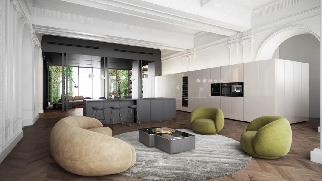 意式轻奢94平米效果图,奢华优雅独特空间