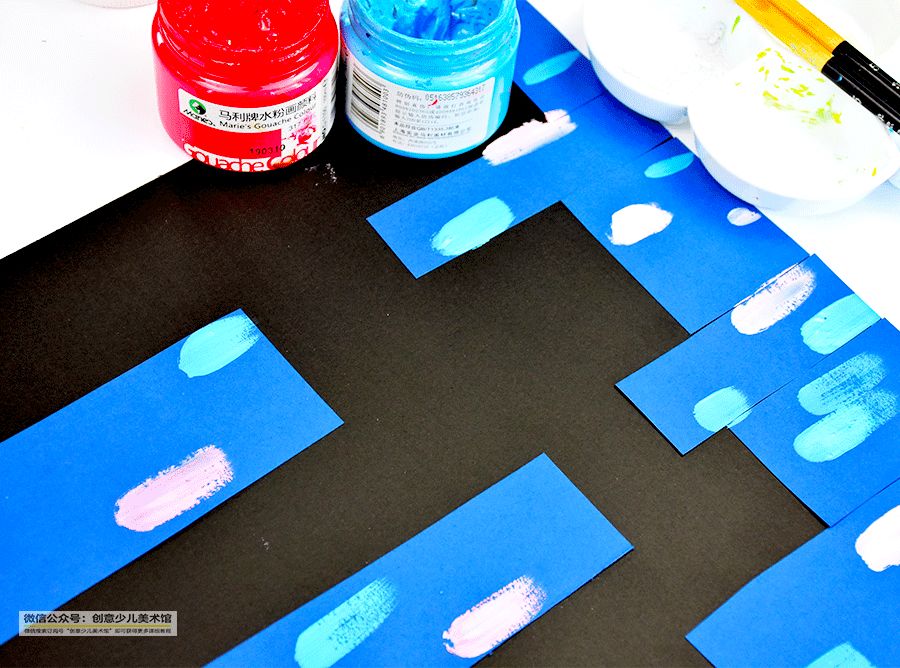 儿童画各种颜色的鱼,三角形鱼儿儿童画