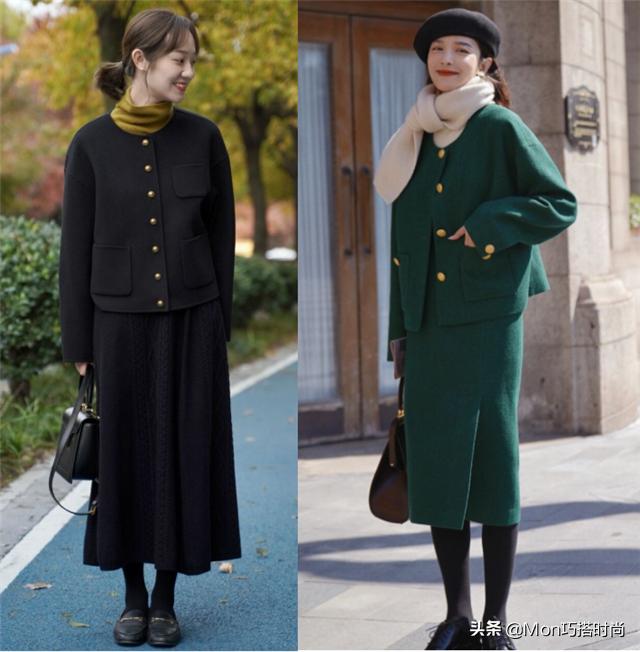 慵懒风毛衣半身长裙穿搭,气质长裙显瘦冬季内搭