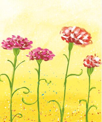 教师节儿童画康乃馨,八岁小孩画简单教师节的绘画