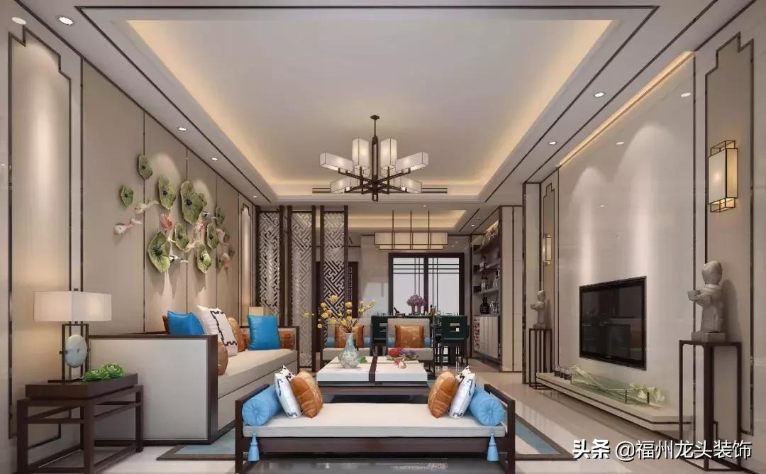 中式客厅大气,红木新中式客厅大气