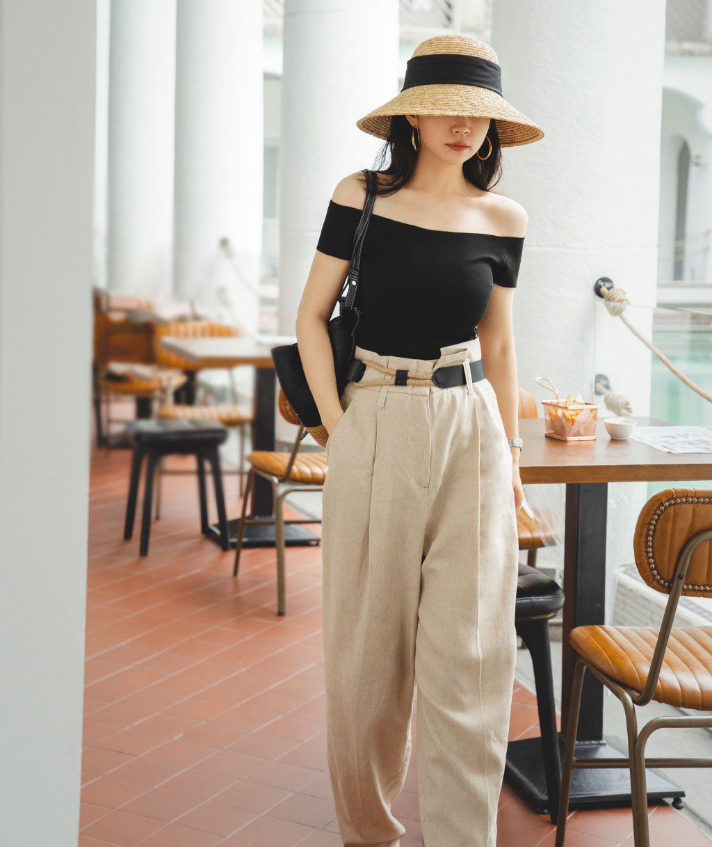 夏日穿搭两件套微胖,夏天穿的一字肩套装