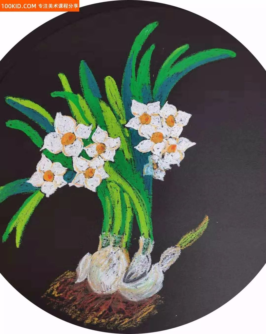 油画棒小花教程玫瑰花,水仙花油画棒不用刮刀