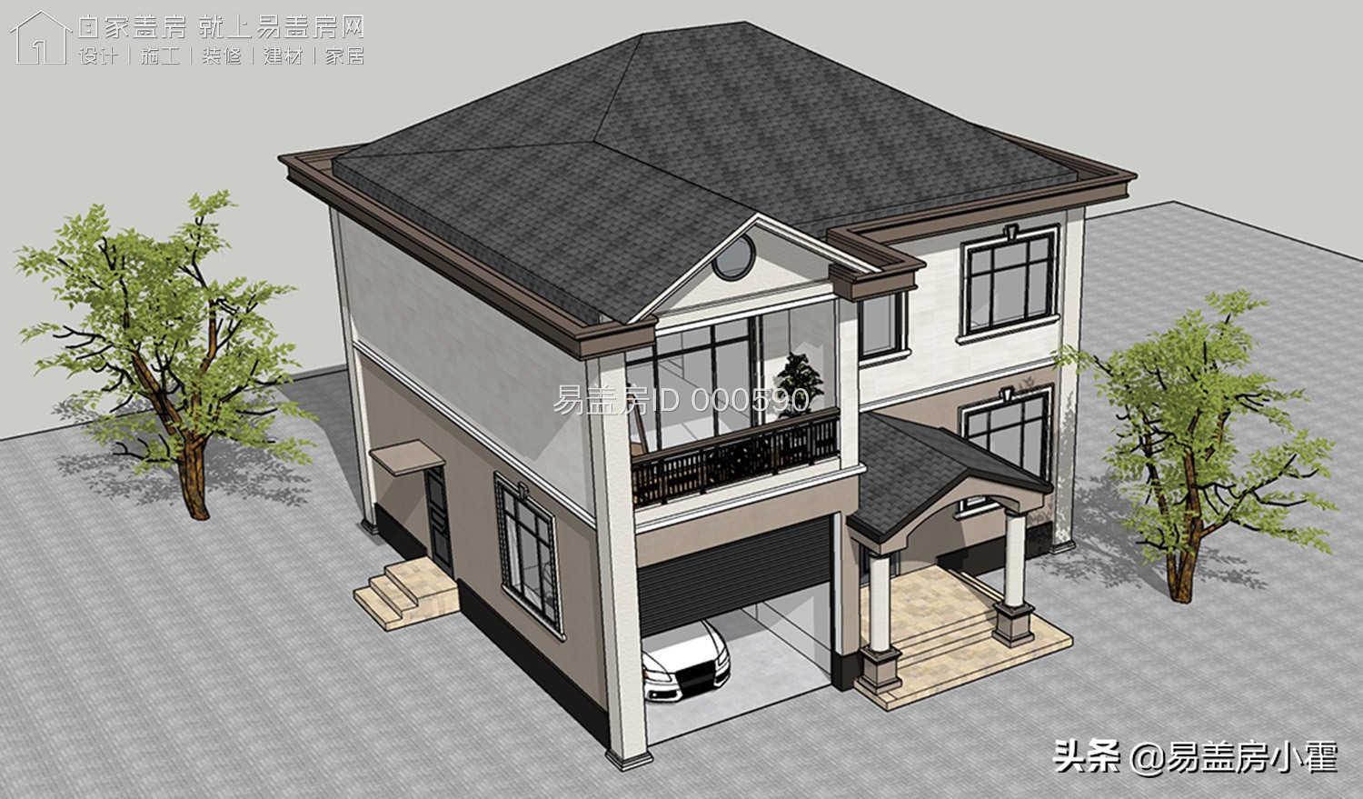 农村自建房2层欧式别墅设计,面宽10米欧式风格二层小别墅