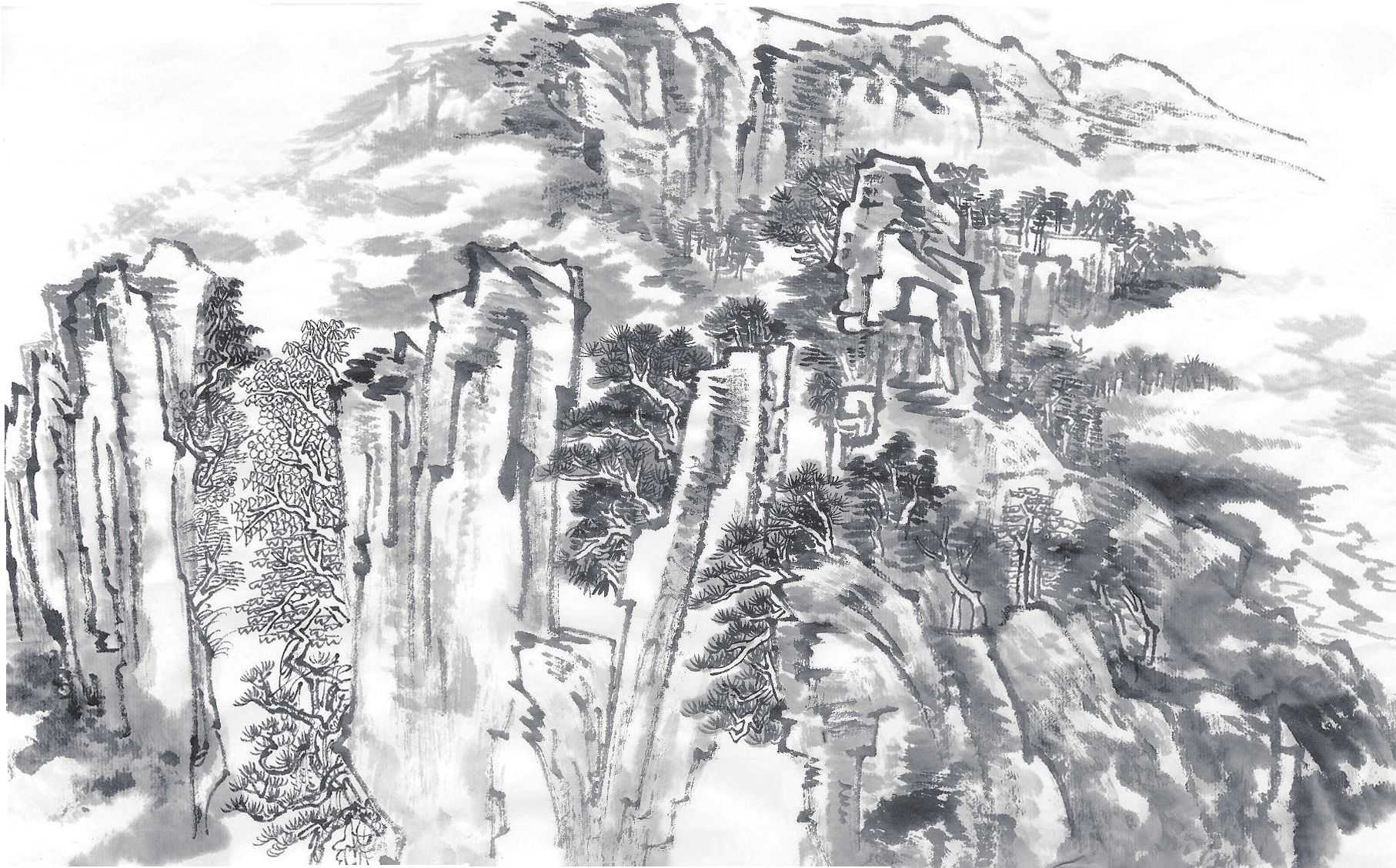 儿童山水画10-12岁国画范画,零基础国画山水画教学视频