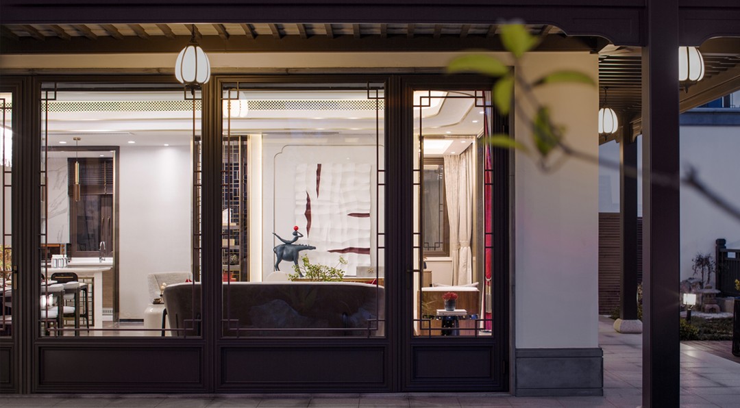 中国风别墅庭院有地下室,带院子的中国风禅意建筑