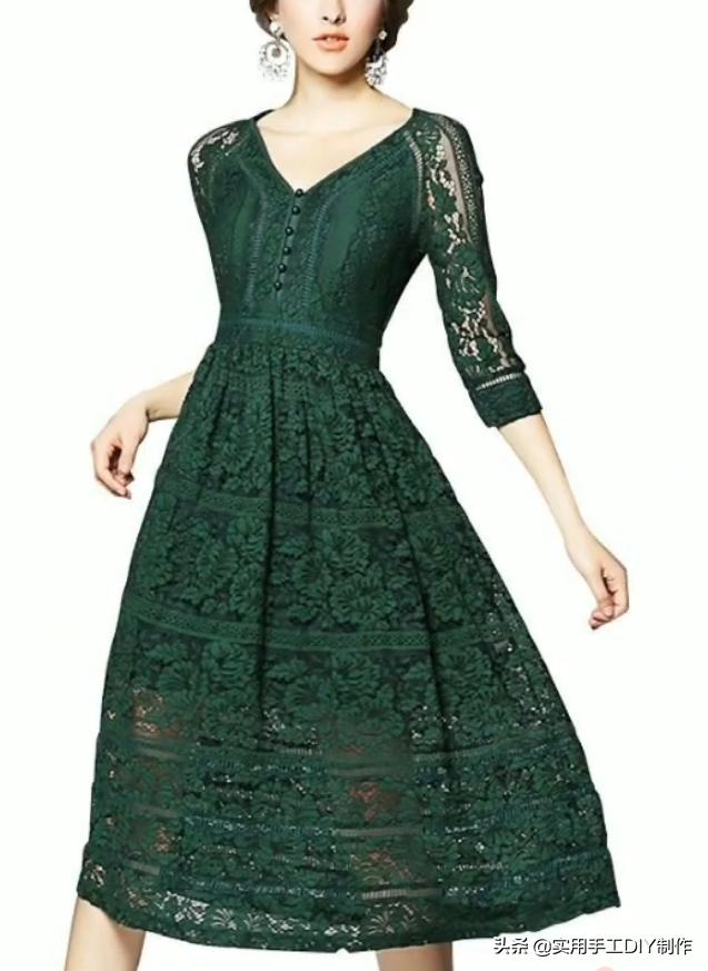 蕾丝绣花连衣裙精致美丽又优雅,设计小众蕾丝连衣裙