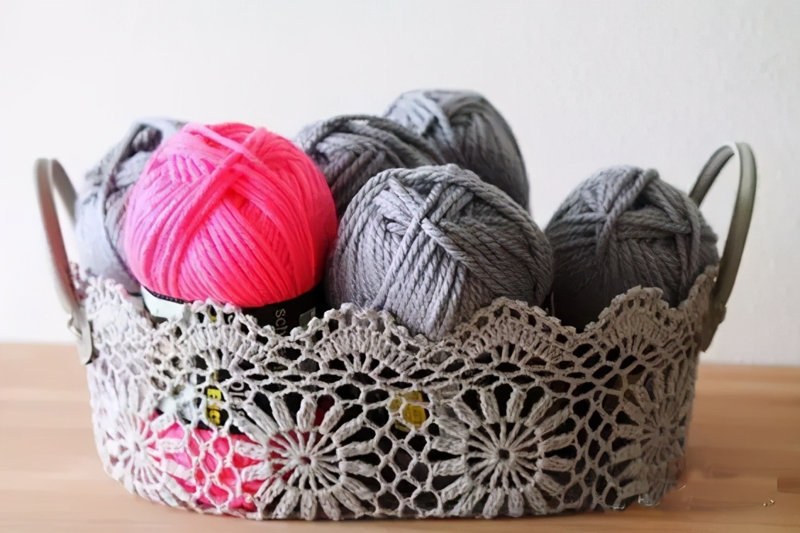 收纳盒子用布条线钩怎么钩视频,用三种毛线钩的收纳物