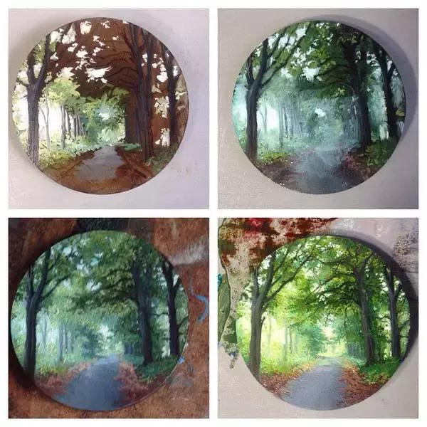 去艺术馆旅游回来画一幅画,油画风景随身带