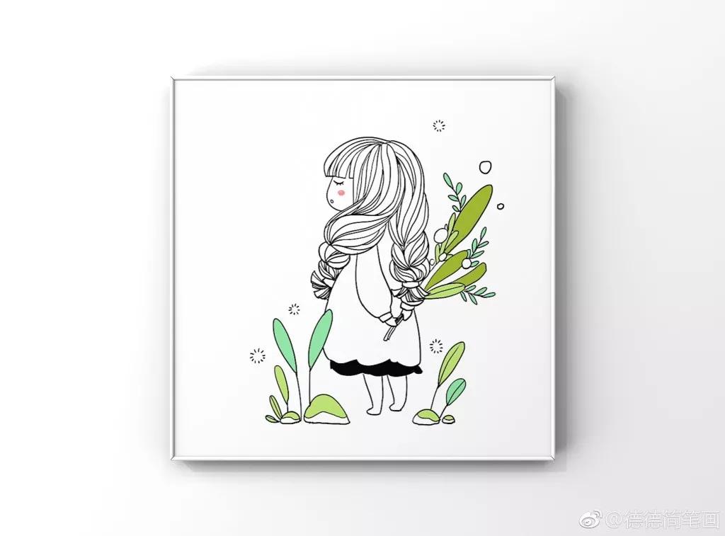 简单清新花卉的简笔画图片大全,唐老鸭简笔画可爱清新小女孩