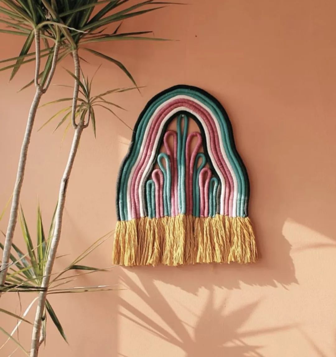 自制漂亮的挂毯,做彩虹云朵挂坠