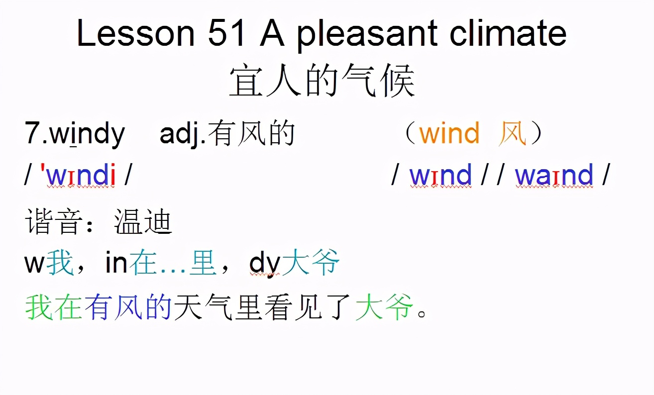 新概念英语第一册，音标课件自学整理Lesson51Apleasantclimate