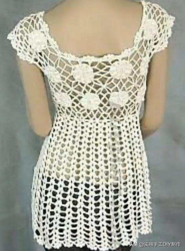 钩针蕾丝背心,针织背心手织花形图案