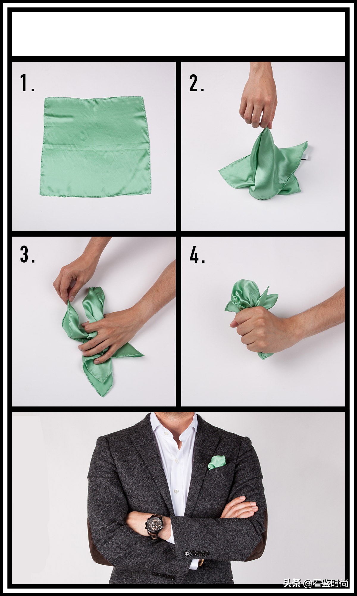 男士口袋方巾,男士小方巾怎么系简单好看