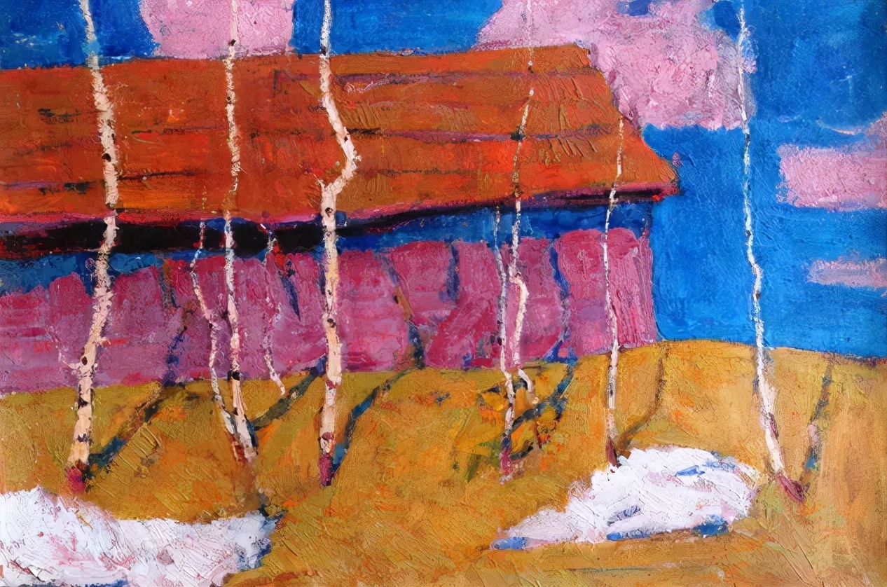 油画色彩风景,简单的风景画作