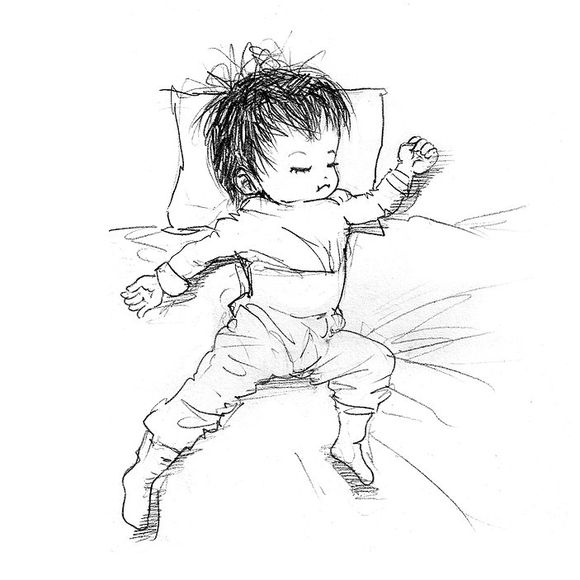 「曾经的热图，你可还记得」木朵儿爸爸给女儿画过的萌萌睡姿百图