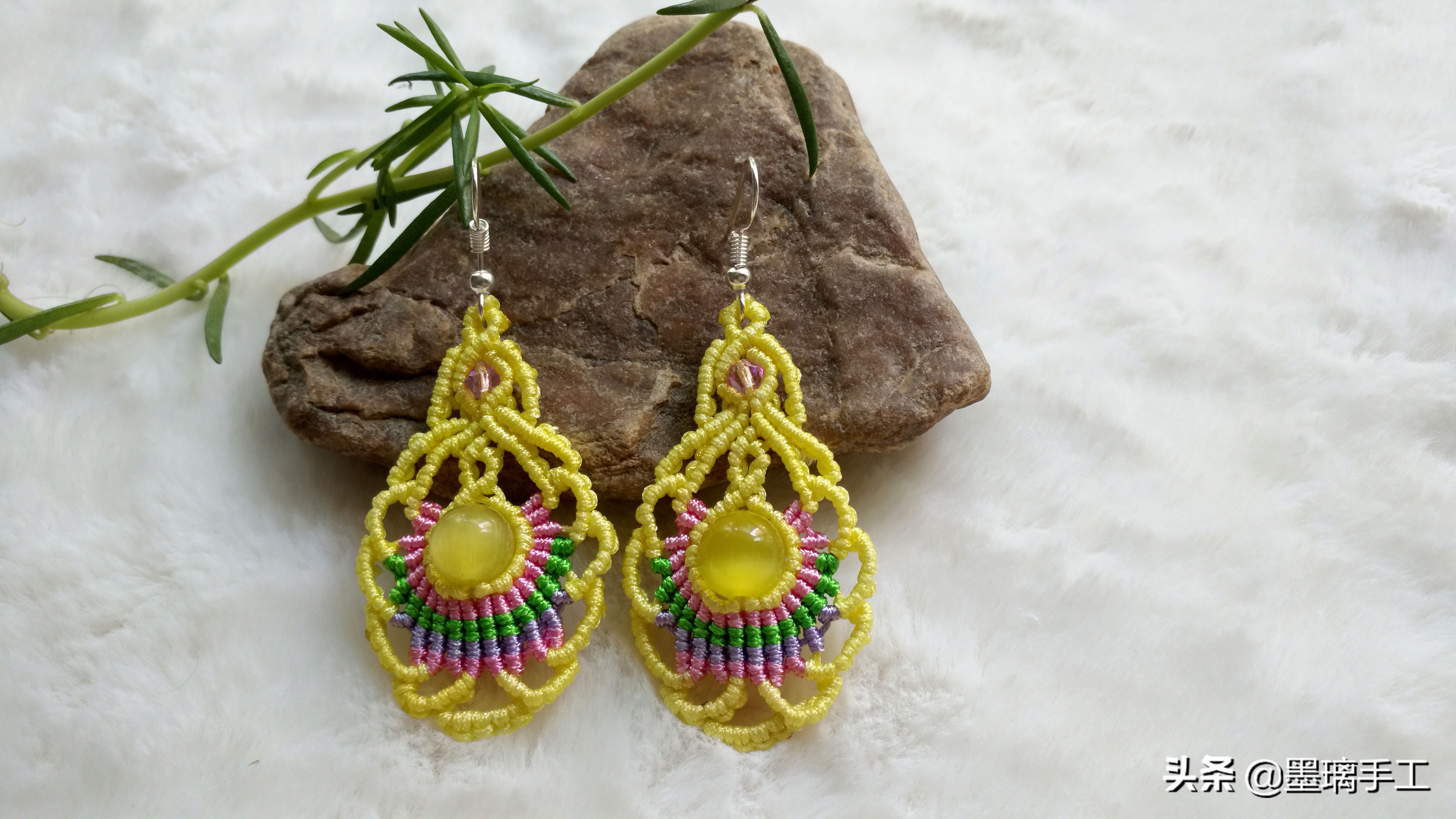 复古耳环编绳教程,简单北欧风手工编绳