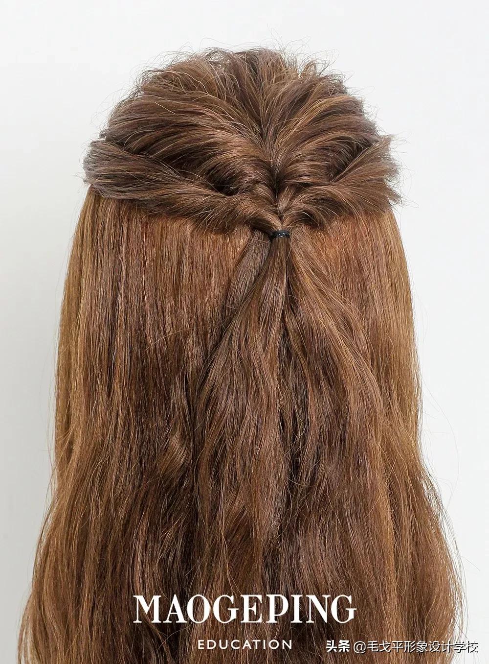 喜婆婆盘发气质优雅,中长发盘发教程简单别致显气质