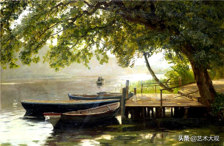 美国乡村红房子油画作品,美国亚马逊河派风景油画作品