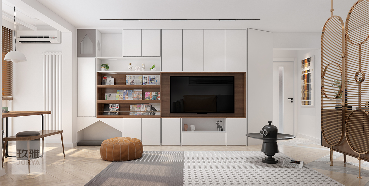 这家的电视柜既能收纳，也是喵星人乐园​