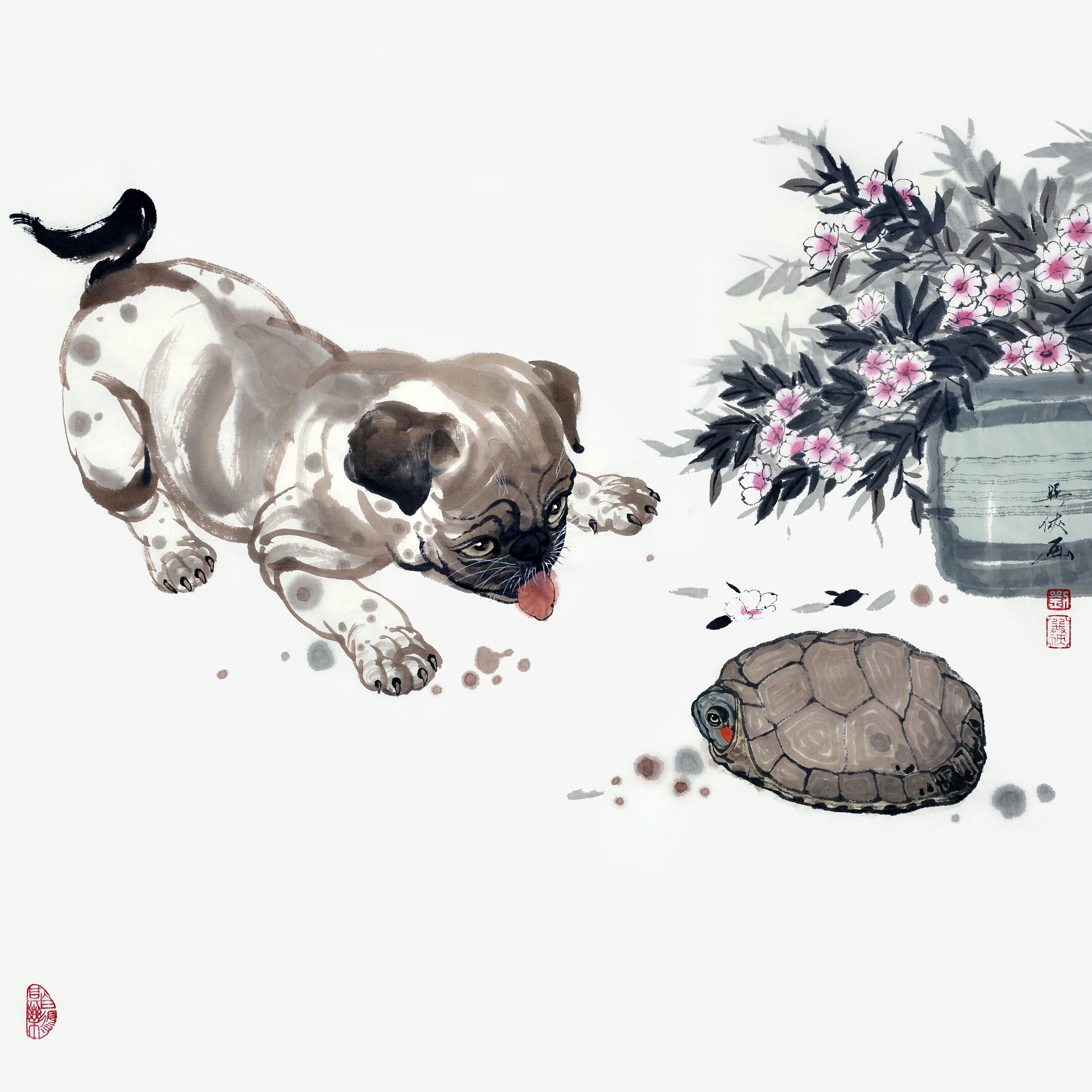 国画黑狗写意画欣赏,名家画狗的作品欣赏